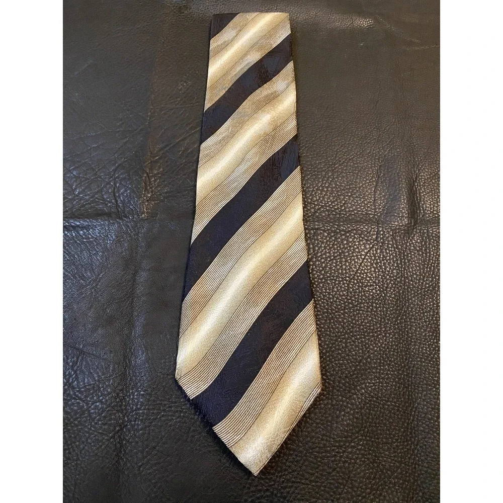 Bardelli Roma Mens Necktie Black Tan Geometric 100% Silk Made In Italy Classic